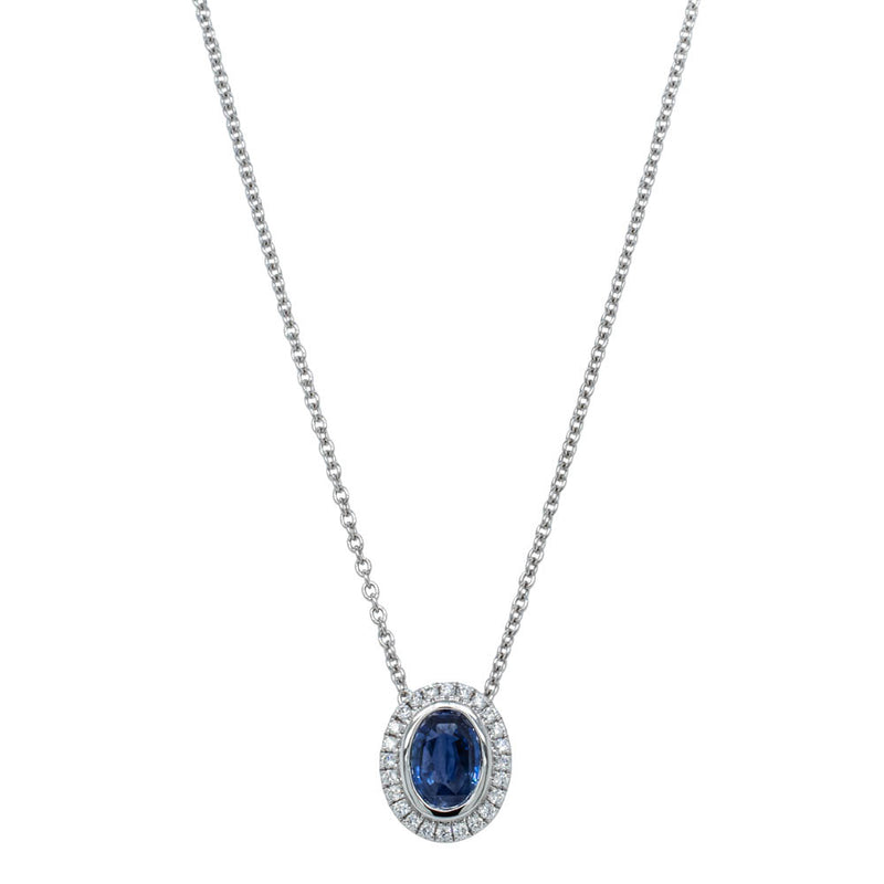 18ct White Gold Sapphire & Diamond Isla Pendant-Necklace-Walker & Hall