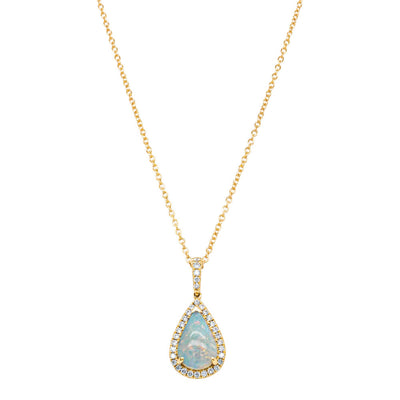 18ct Yellow Gold Opal & Diamond Sierra Pendant-Necklace-Walker & Hall