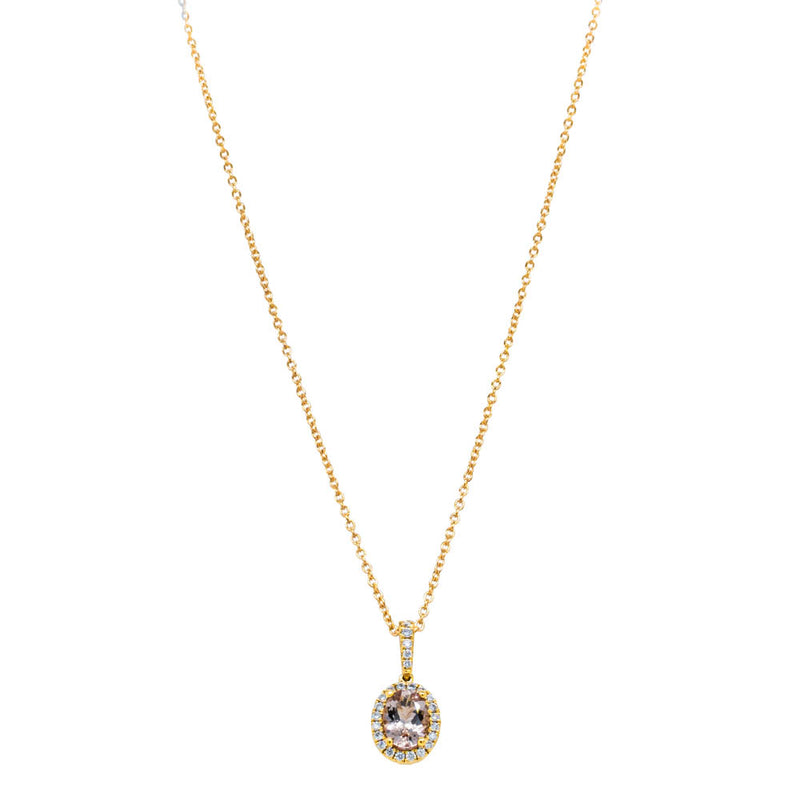 18ct Yellow Gold Morganite & Diamond Mini Sierra Pendant-Necklace-Walker & Hall