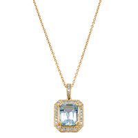 18ct Yellow Gold 3.04ct Aquamarine & Diamond Empire Pendant-Necklace-Walker & Hall