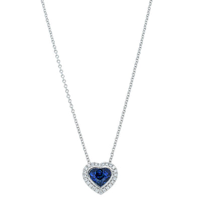 18ct White Gold Sapphire & Diamond Isla Pendant-Necklace-Walker & Hall