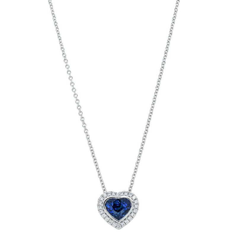 18ct White Gold Sapphire & Diamond Isla Pendant-Necklace-Walker & Hall