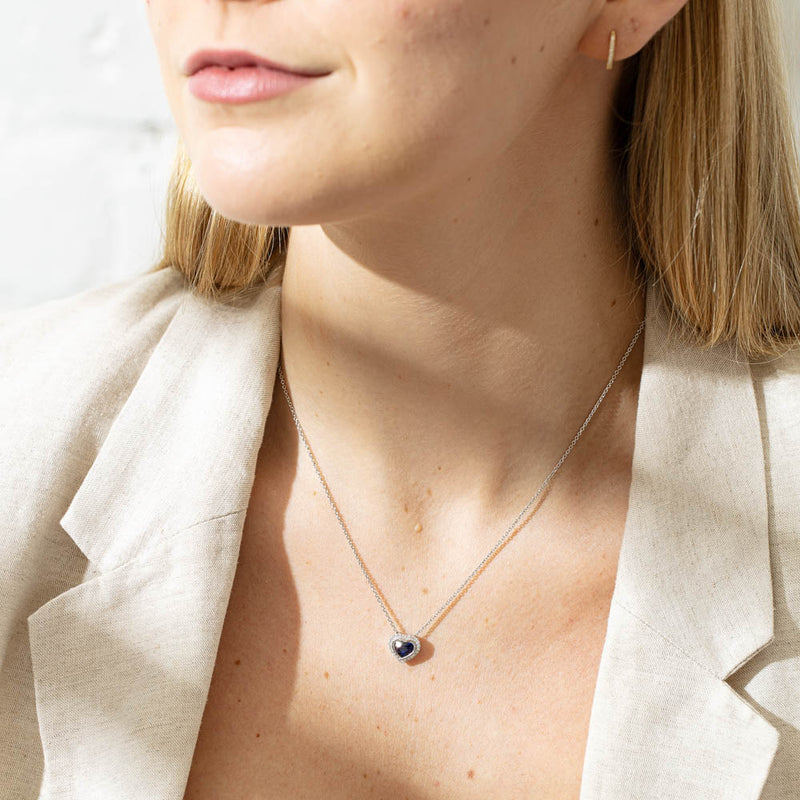 18ct White Gold Sapphire & Diamond Isla Pendant-Necklace-Walker & Hall