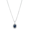 18ct White Gold Sapphire & Diamond Halo Pendant-Necklace-Walker & Hall