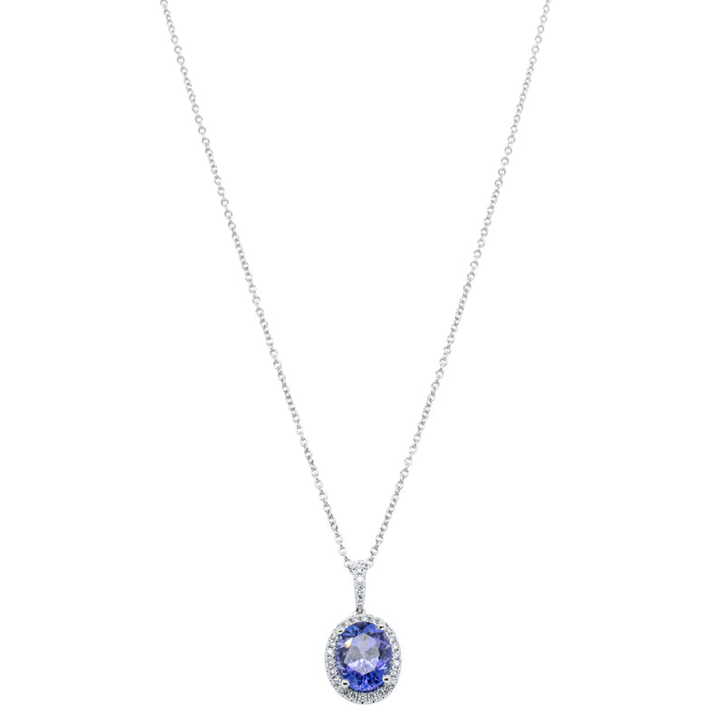 18ct White Gold 2.27ct Tanzanite & Diamond Sierra Pendant-Necklace-Walker & Hall