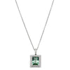 18ct White Gold Tourmaline & Diamond Halo Pendant-Necklace-Walker & Hall