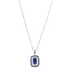 18ct White Gold 1.18ct Sapphire & Diamond Halo Pendant-Necklace-Walker & Hall