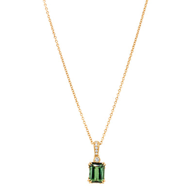 18ct Yellow Gold 1.76ct Green Tourmaline & Diamond Romanov Pendant-Necklace-Walker & Hall