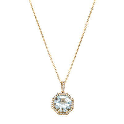 18ct Yellow Gold 3.04ct Aquamarine & Diamond Sierra Pendant-Necklace-Walker & Hall