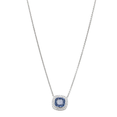 18ct White Gold 2.19ct Sapphire & Diamond Isla Pendant-Necklace-Walker & Hall