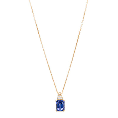 18ct Yellow Gold 2.59ct Tanzanite & Diamond Maya Pendant-Necklace-Walker & Hall
