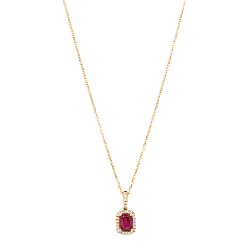 18ct Yellow Gold 1.19ct Ruby & Diamond Mini Sierra Pendant-Necklace-Walker & Hall