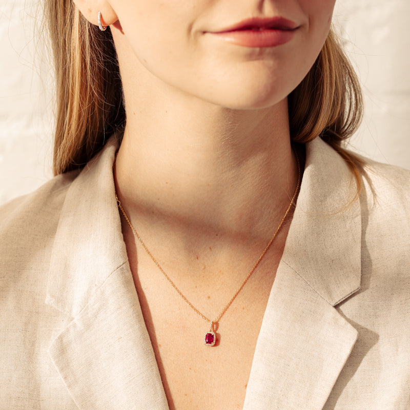18ct Yellow Gold 1.19ct Ruby & Diamond Mini Sierra Pendant-Necklace-Walker & Hall