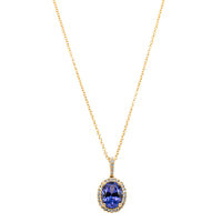 18ct Yellow Gold Tanzanite & Diamond Sierra Pendant-Necklace-Walker & Hall
