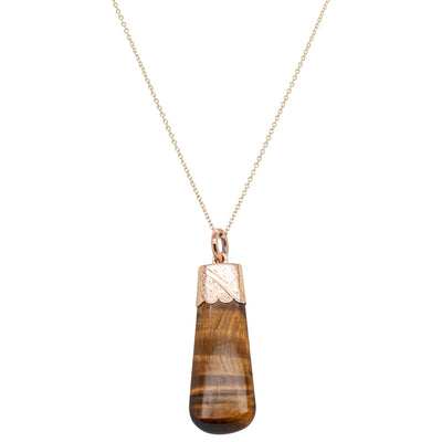 Vintage 9ct Yellow Gold Tiger's Eye Pendant-Necklace-Walker & Hall