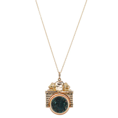 Vintage 9ct Yellow Gold Bloodstone Spinner Pendant-Necklace-Walker & Hall
