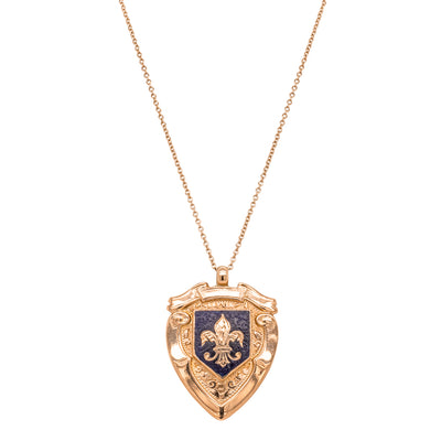 Vintage 9ct Rose Gold Enamel Shield Pendant-Necklace-Walker & Hall