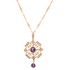 Vintage 9ct Yellow Gold Amethyst & Seed Pearl Pendant-Necklace-Walker & Hall