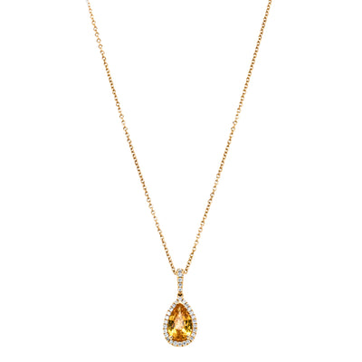 18ct Yellow Gold Golden Sapphire & Diamond Sierra Pendant-Necklace-Walker & Hall