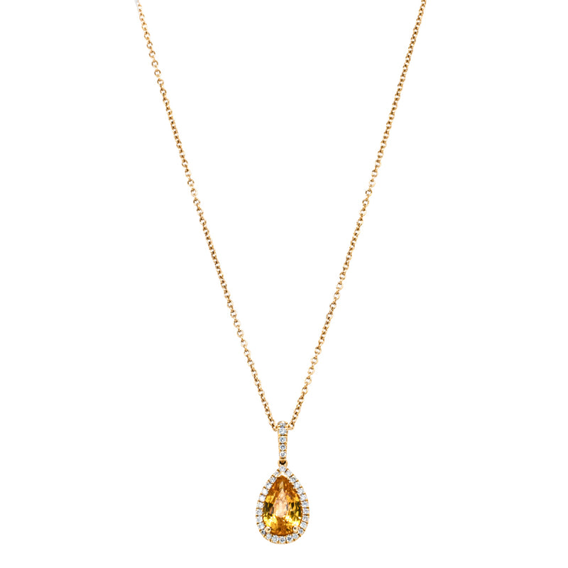 18ct Yellow Gold Golden Sapphire & Diamond Sierra Pendant-Necklace-Walker & Hall