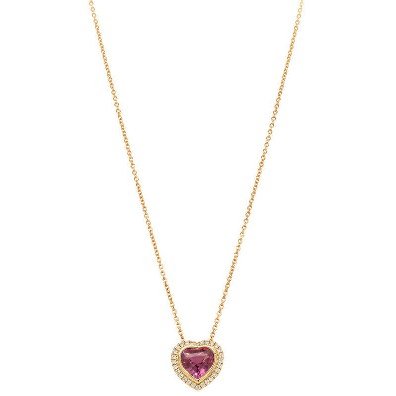 18ct Yellow Gold 1.61ct Pink Sapphire & Diamond Isla Pendant-Necklace-Walker & Hall