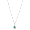18ct White Gold .31ct Emerald & Diamond Halo Pendant-Necklace-Walker & Hall