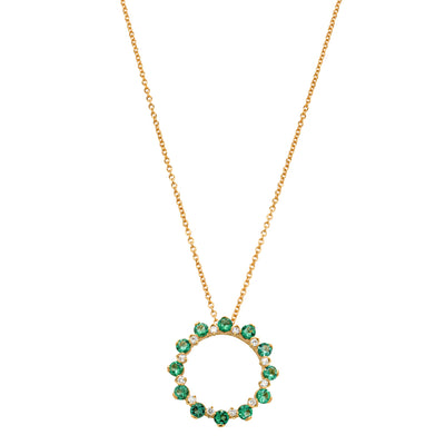 18ct Yellow Gold .83ct Emerald & Diamond Pendant-Necklace-Walker & Hall