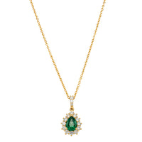 18ct Yellow Gold .85ct Emerald & Diamond Belle Pendant-Necklace-Walker & Hall