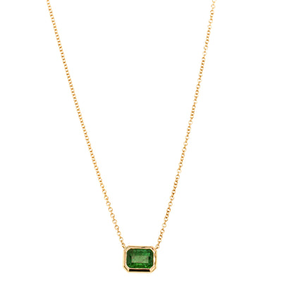 18ct Yellow Gold 1.66ct Emerald Natalia Pendant-Necklace-Walker & Hall