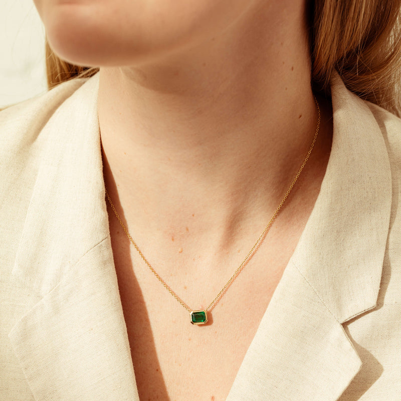 18ct Yellow Gold 1.66ct Emerald Natalia Pendant-Necklace-Walker & Hall