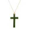 Vintage 9ct Rose Gold Greenstone Cross Pendant-Necklace-Walker & Hall