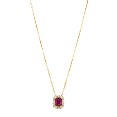 18ct Yellow Gold 1.54ct Pink Sapphire & Diamond Isla Pendant-Necklace-Walker & Hall