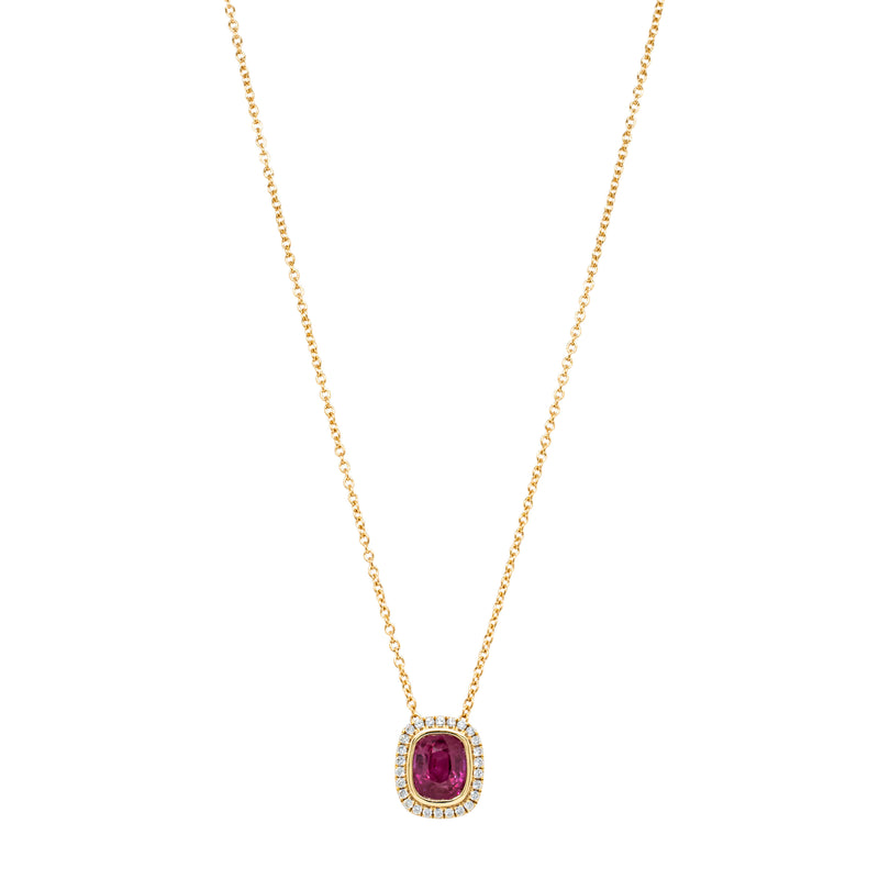 18ct Yellow Gold 1.54ct Pink Sapphire & Diamond Isla Pendant-Necklace-Walker & Hall