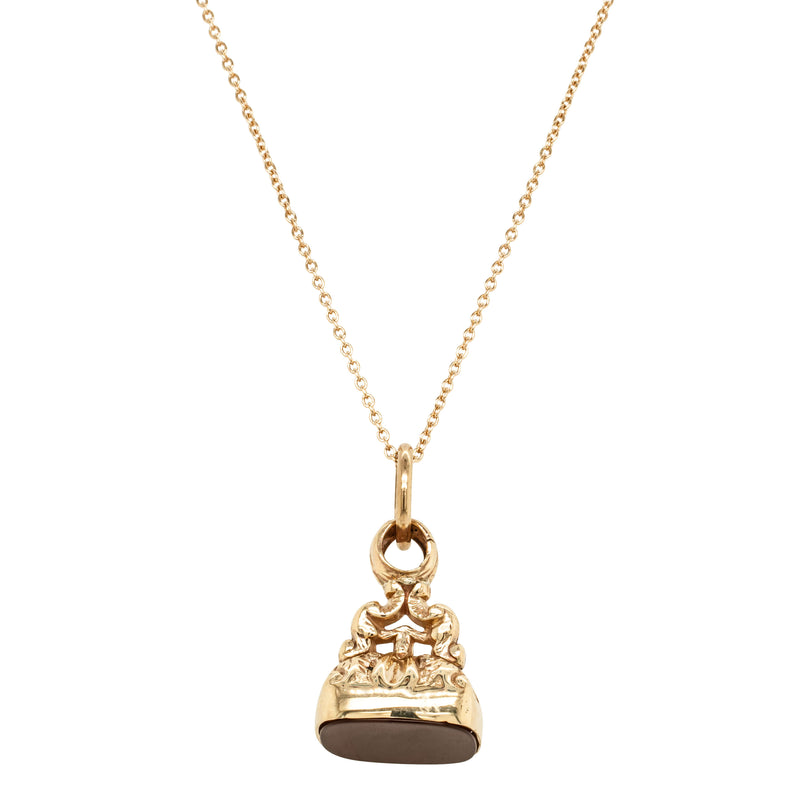 Vintage 9ct Yellow Gold Carnelian Fob Seal Pendant-Necklace-Walker & Hall