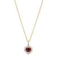18ct Yellow Gold 2.02ct Ruby & Diamond Heart Belle Pendant-Necklace-Walker & Hall