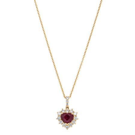 18ct Yellow Gold 2.02ct Ruby & Diamond Heart Belle Pendant-Necklace-Walker & Hall