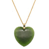 Vintage 9ct Yellow Gold Greenstone Heart Pendant-Necklace-Walker & Hall