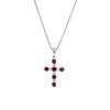 18ct White Gold Ruby & Diamond Cross Pendant-Necklace-Walker & Hall
