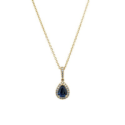 18ct Yellow Gold 1.01ct Sapphire & Diamond Mini Sierra Pendant-Necklace-Walker & Hall