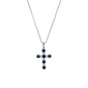 18ct White Gold Sapphire & Diamond Cross Pendant-Necklace-Walker & Hall