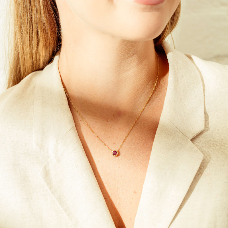 18ct Yellow Gold 1.24ct Ruby Natalia Pendant-Necklace-Walker & Hall