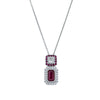 18ct White Gold Ruby & Diamond Halo Pendant-Necklace-Walker & Hall