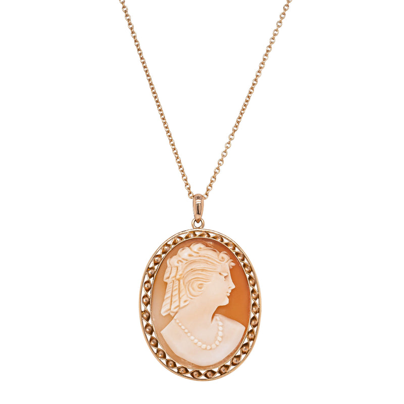 Deja Vu 9ct Rose Gold Cameo Pendant-Necklace-Walker & Hall