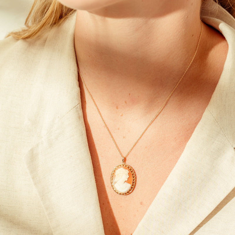 Deja Vu 9ct Rose Gold Cameo Pendant-Necklace-Walker & Hall