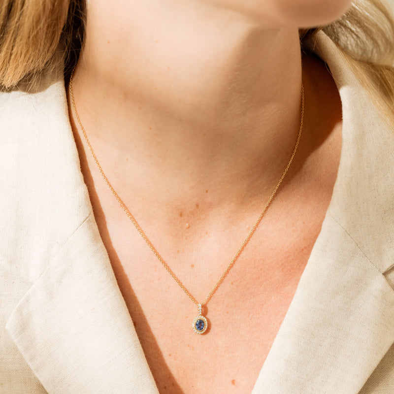 18ct Yellow Gold .69ct Sapphire & Diamond Isla Pendant-Necklace-Walker & Hall