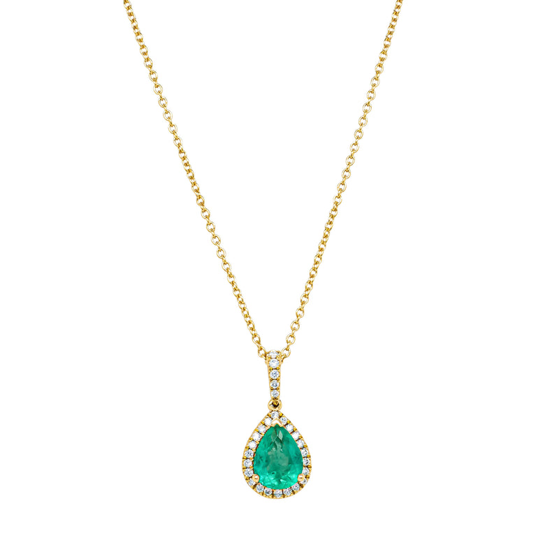 18ct Yellow Gold 1.04ct Emerald & Diamond Sierra Pendant-Necklace-Walker & Hall