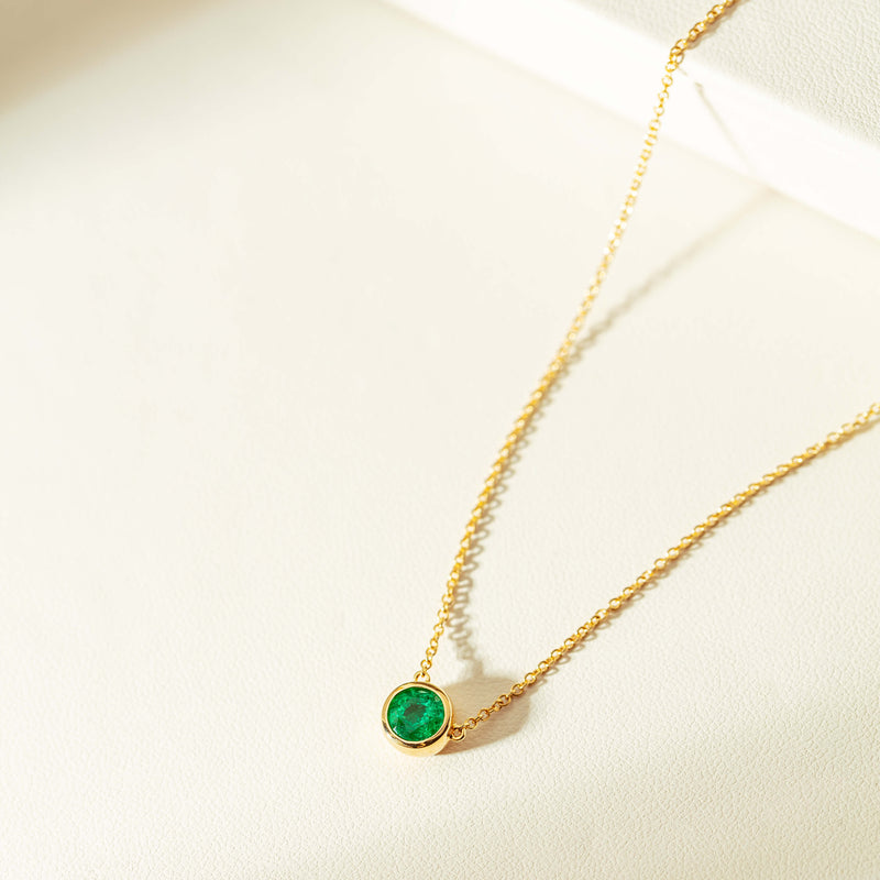 18ct Yellow Gold .88ct Emerald Natalia Pendant-Necklace-Walker & Hall