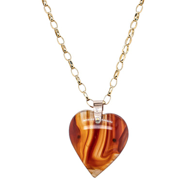 Deja Vu 9ct Rose Gold Agate Heart Pendant-Necklace-Walker & Hall