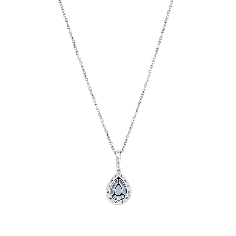 18ct White Gold .81ct Aquamarine & Diamond Sierra Pendant-Necklace-Walker & Hall