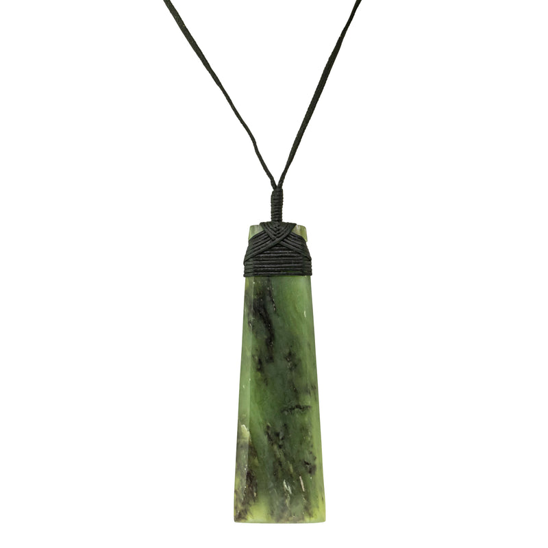 NZ Greenstone Kahurangi Toki on Black Cord-Necklace-Walker & Hall